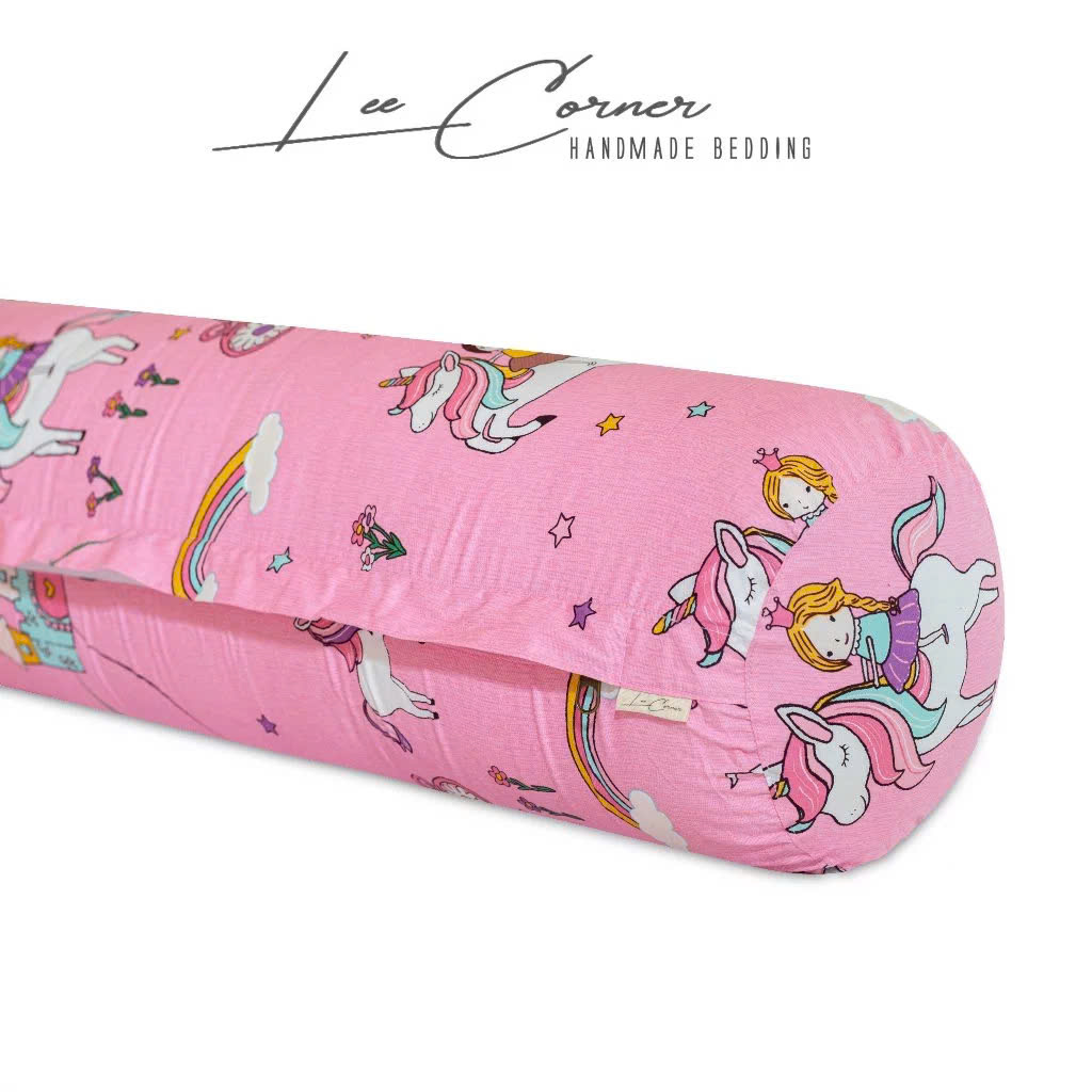 Vỏ Gối Ôm Cotton Thô lụa Hàn cao cấp LEE CORNER hoạ tiết, mềm mịn đủ size 60x80 70x100cm