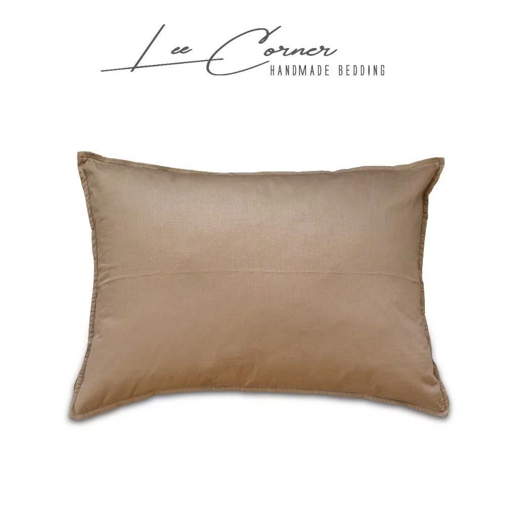 Vỏ Gối Nằm Cotton Thô lụa Hàn cao cấp LEE CORNER màu trơn, mềm mịn đủ size 50x70 40x60 35x50 25x35 cm