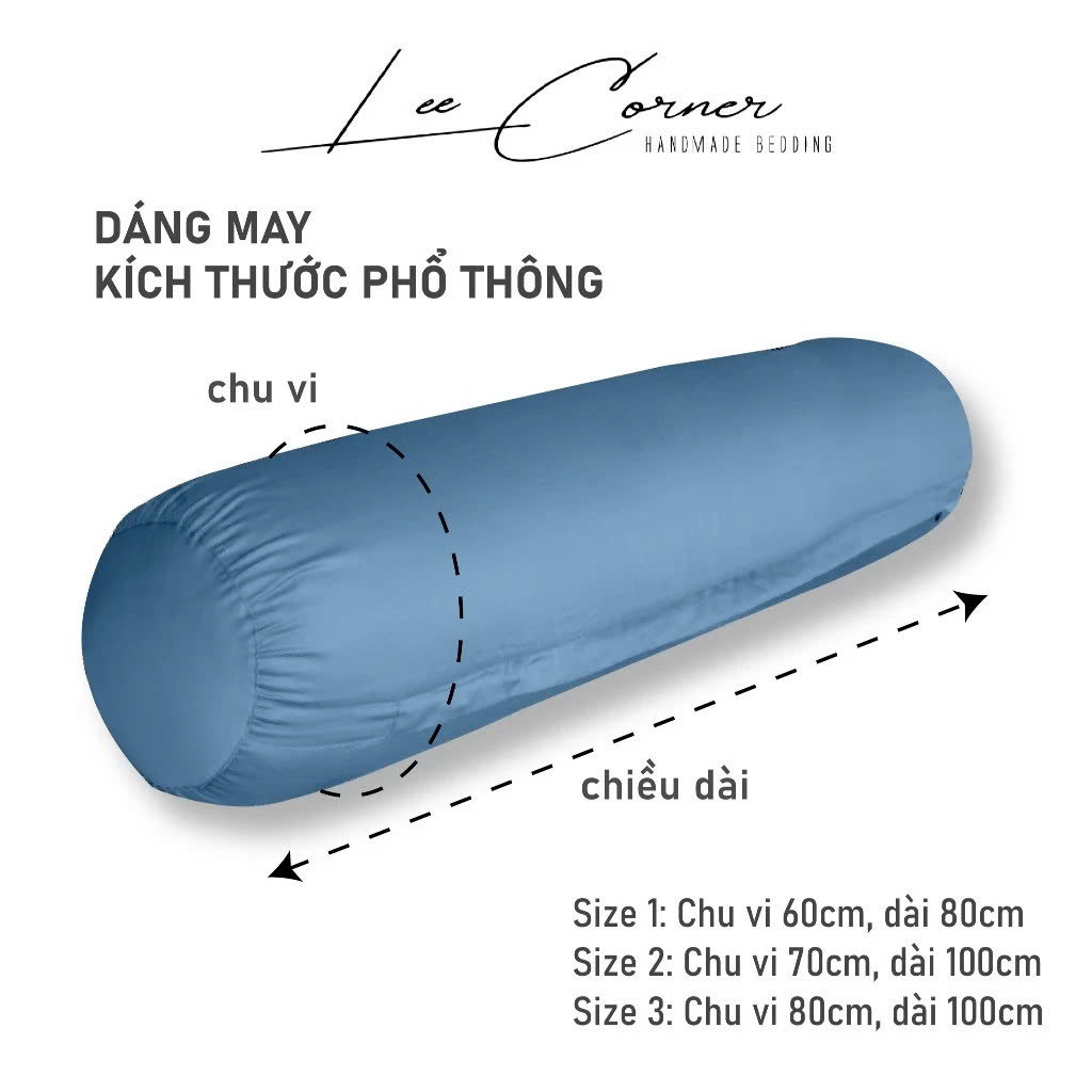 Vỏ Gối Ôm Lụa Tencel 60s cao cấp LEE CORNER mầu trơn, mềm mịn đủ size 60x80cm, 70x100cm, 80x100cm