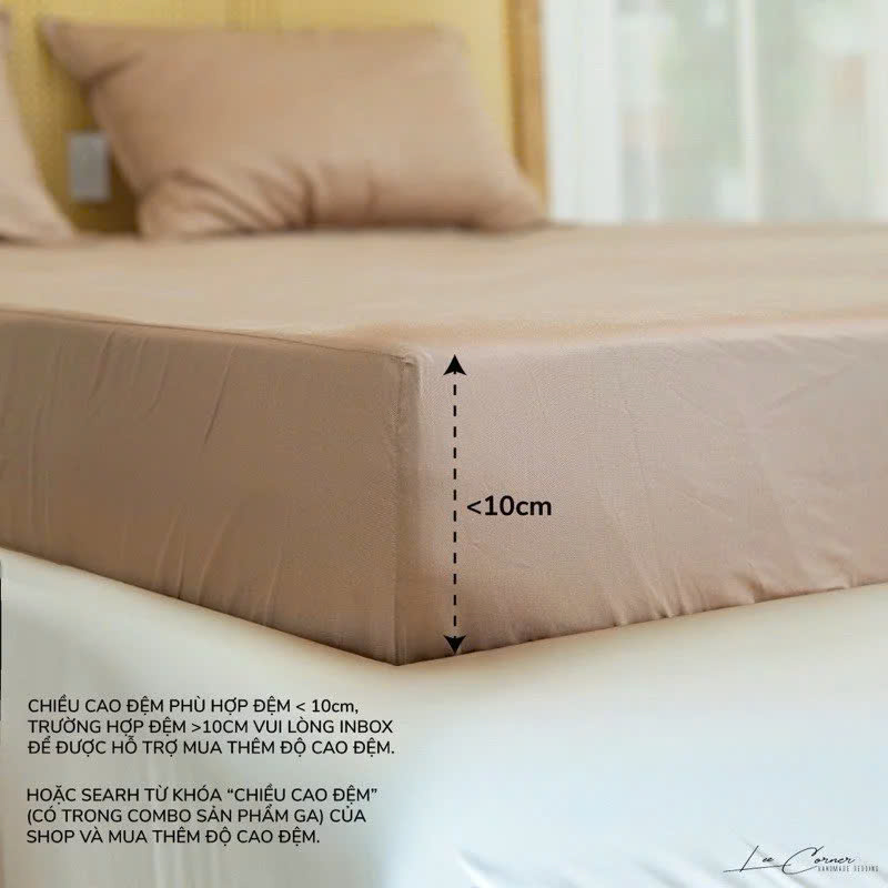 Ga giường Lụa Tencel 60s 1m6x2m LEE CORNER cao cấp, drap bo chun trải nệm 1m6 x 2m, ra bọc đệm mát lạnh (may theo yêu cầu)