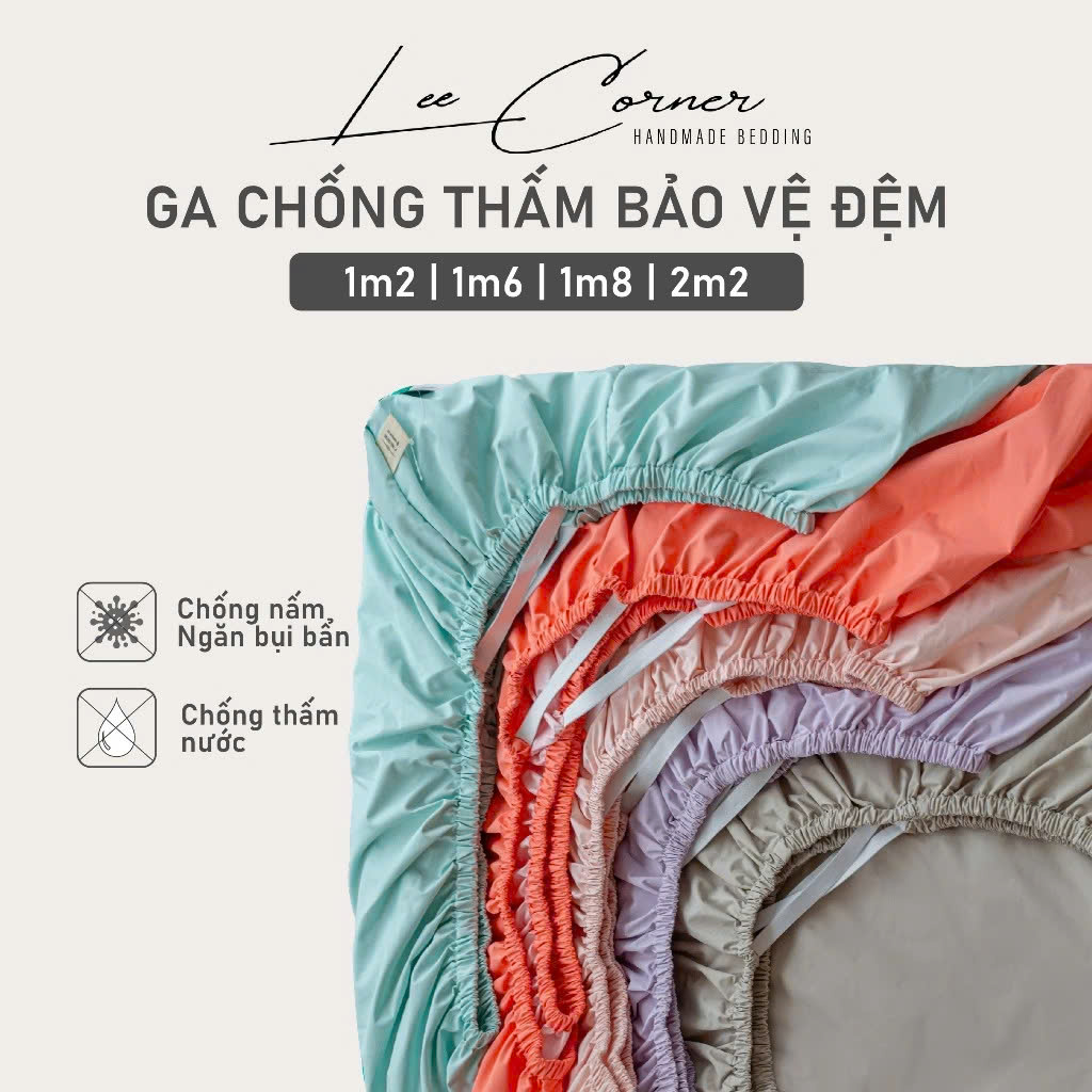 Ga chống thấm cao cấp Cotton phủ cao su non Lee Corner, chống thấm tuyệt đối dùng cho người già, trẻ em (không sột soạt)