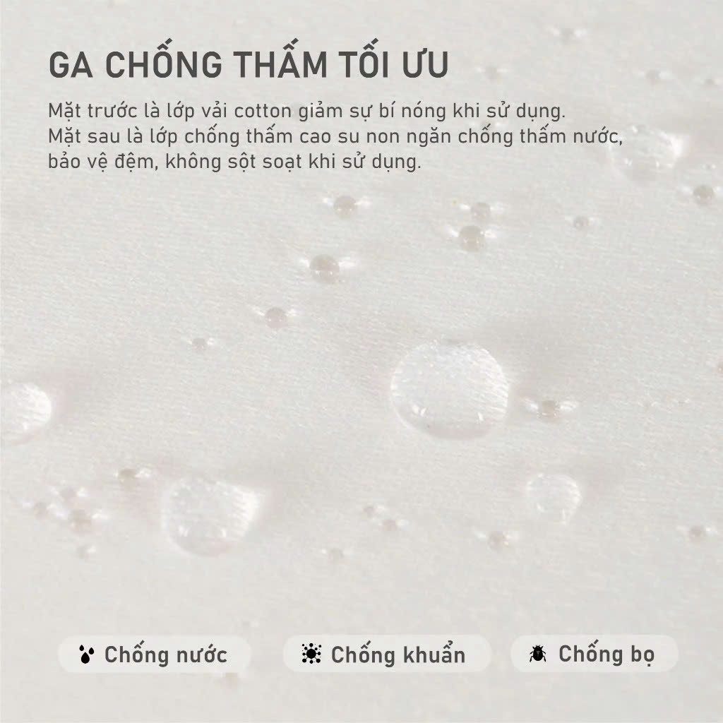 Ga chống thấm cao cấp Cotton phủ cao su non Lee Corner, chống thấm tuyệt đối dùng cho người già, trẻ em (không sột soạt)