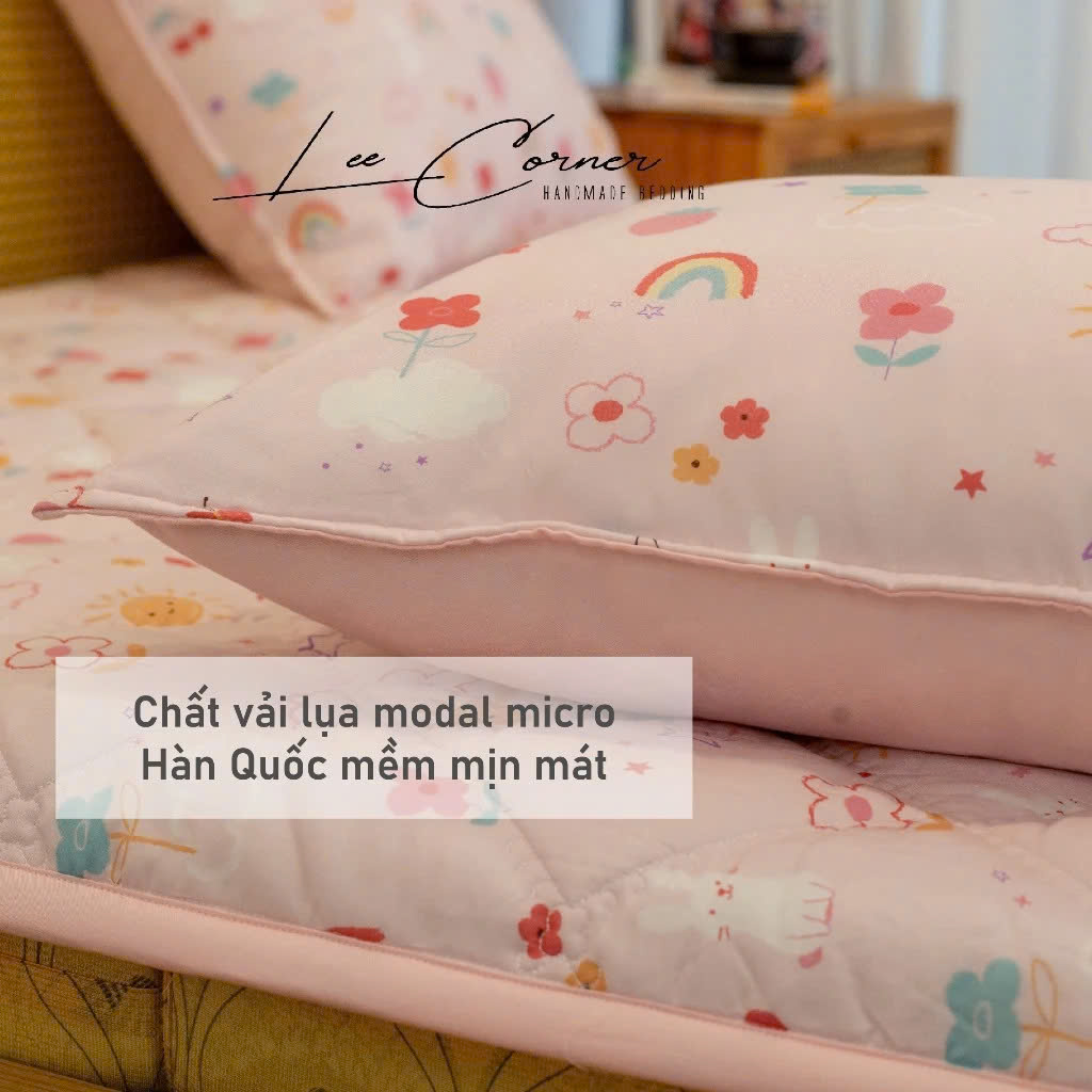 Tấm Trải Modal Micro, Ga chần bông LEE CORNER, Topper chần bông cao cấp kích thước 1m6 1m8 2m2, may theo yêu cầu