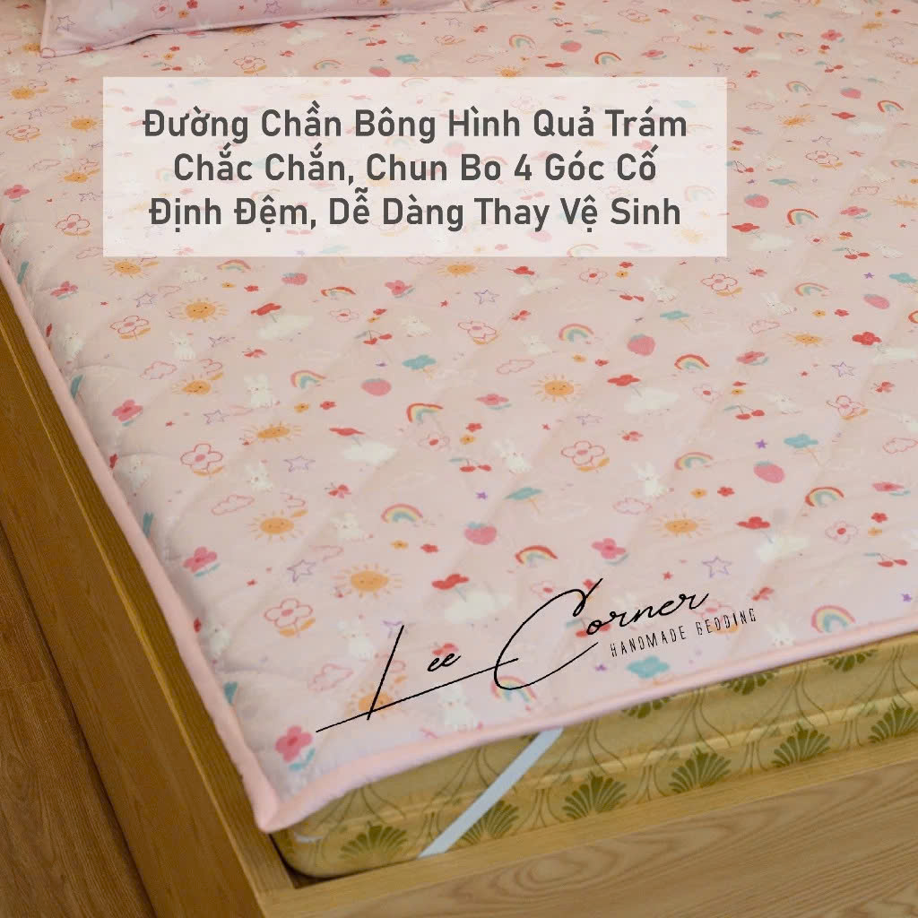 Tấm Trải Modal Micro, Ga chần bông LEE CORNER, Topper chần bông cao cấp kích thước 1m6 1m8 2m2, may theo yêu cầu
