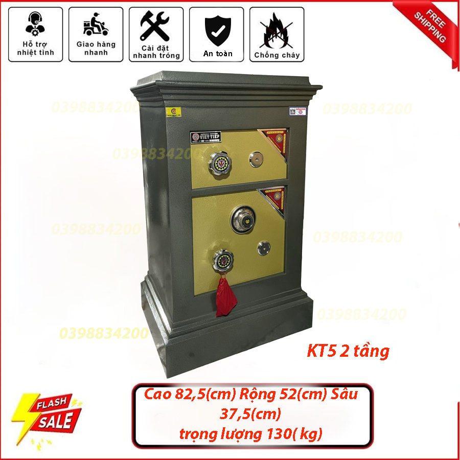 KÉT SẮT GIA ĐÌNH KHÓA CƠ KT5 2 TẦNG