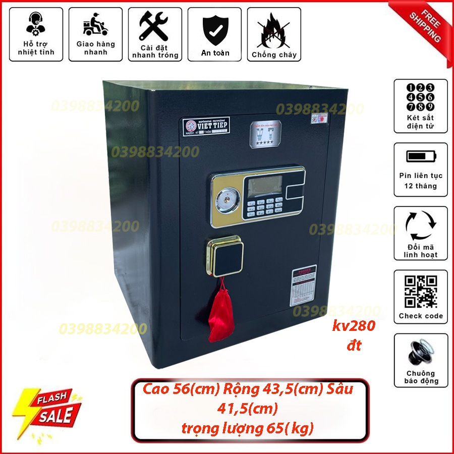 KÉT SẮT GIA ĐÌNH VIỆT TIỆP KHÓA  ĐIỆN TỬ KV280 ĐEN