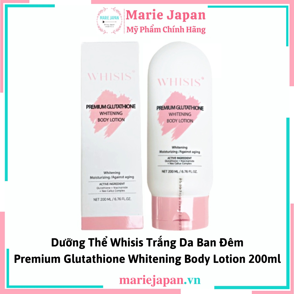 whisis premium glutathione whitening body lotion Dưỡng Thể Whisis Premium Glutathione Whitening Ban Đêm Tuýp 200ml