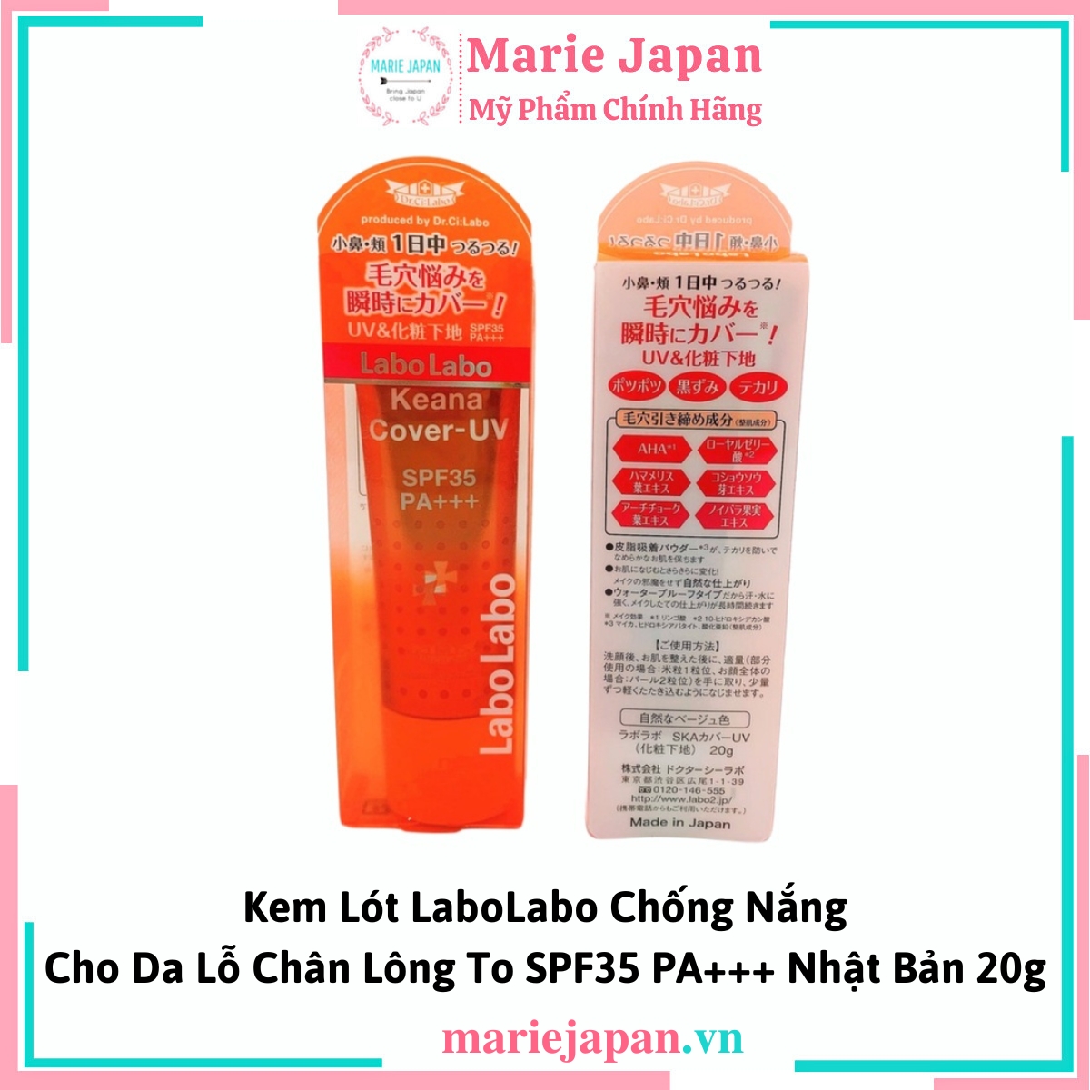 Kem Lót LaboLabo Keana Cover UV SPF35 Tuýp 20g