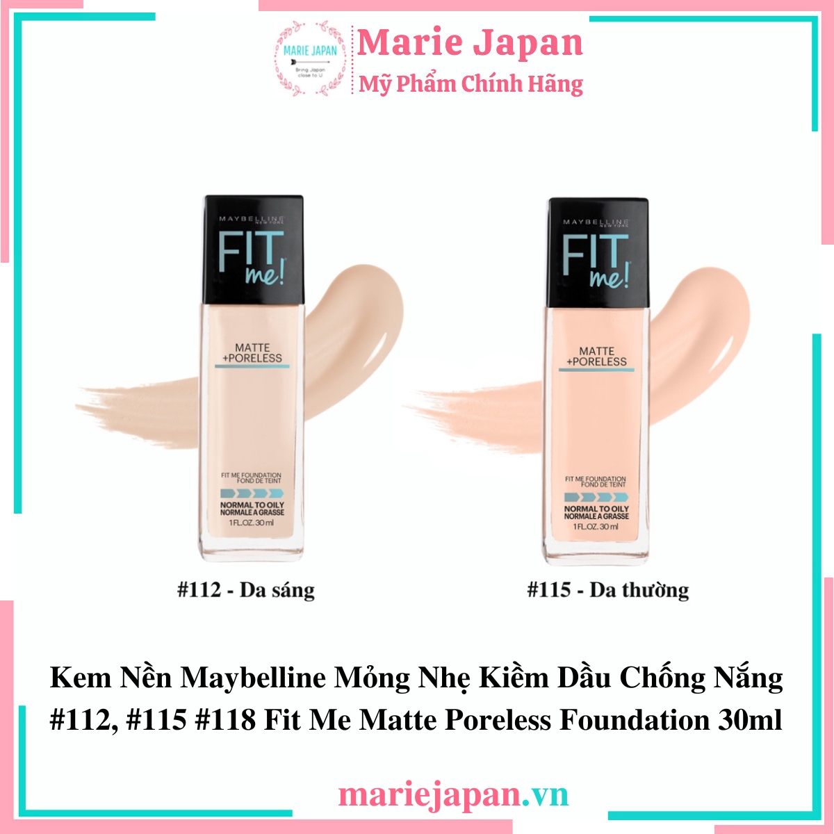 Kem Nền Maybelline Fit Me Matte Poreless Foundation 30ml