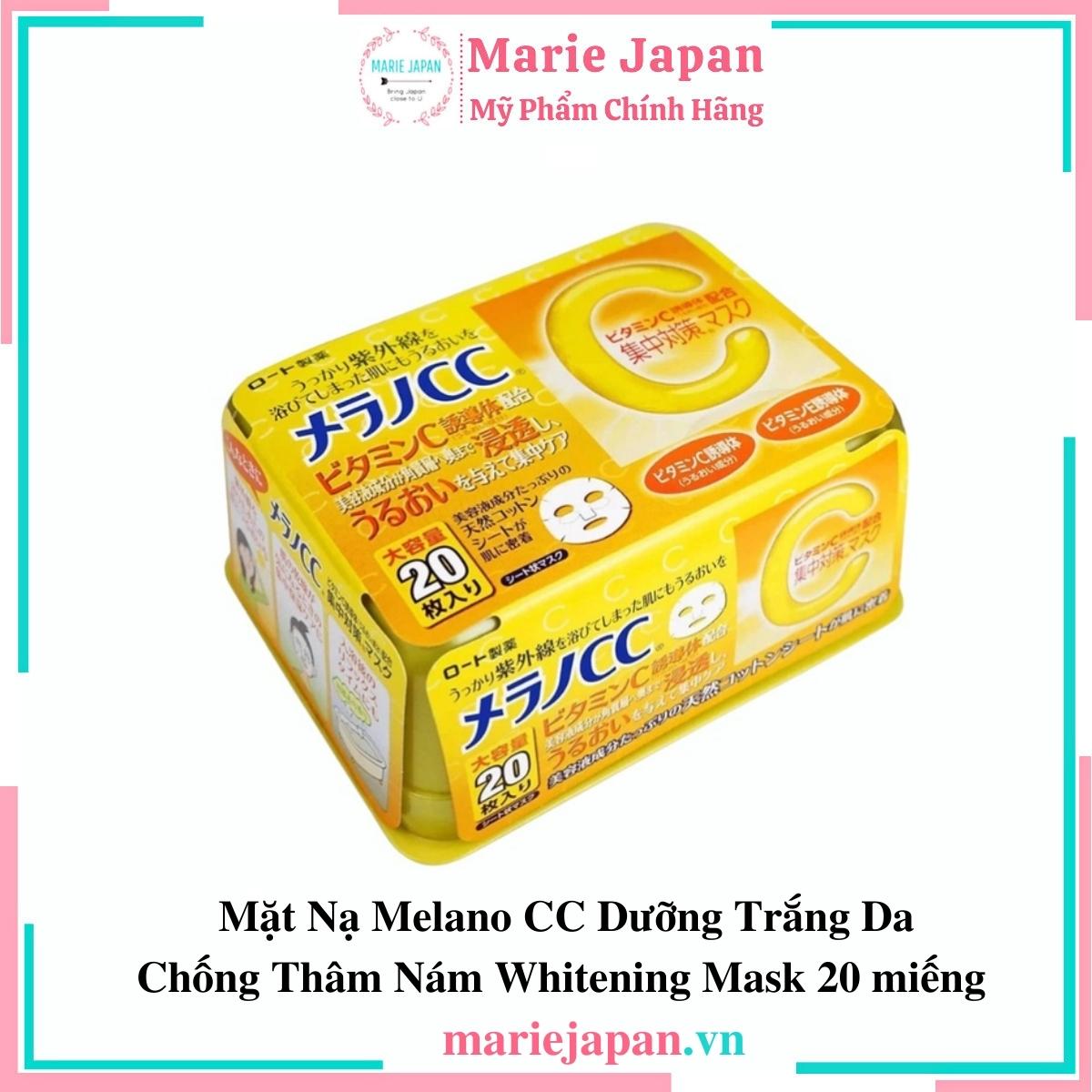 Mặt Nạ Melano CC Dưỡng Trắng Da Chống Thâm Nám Whitening Mask 20 miếng