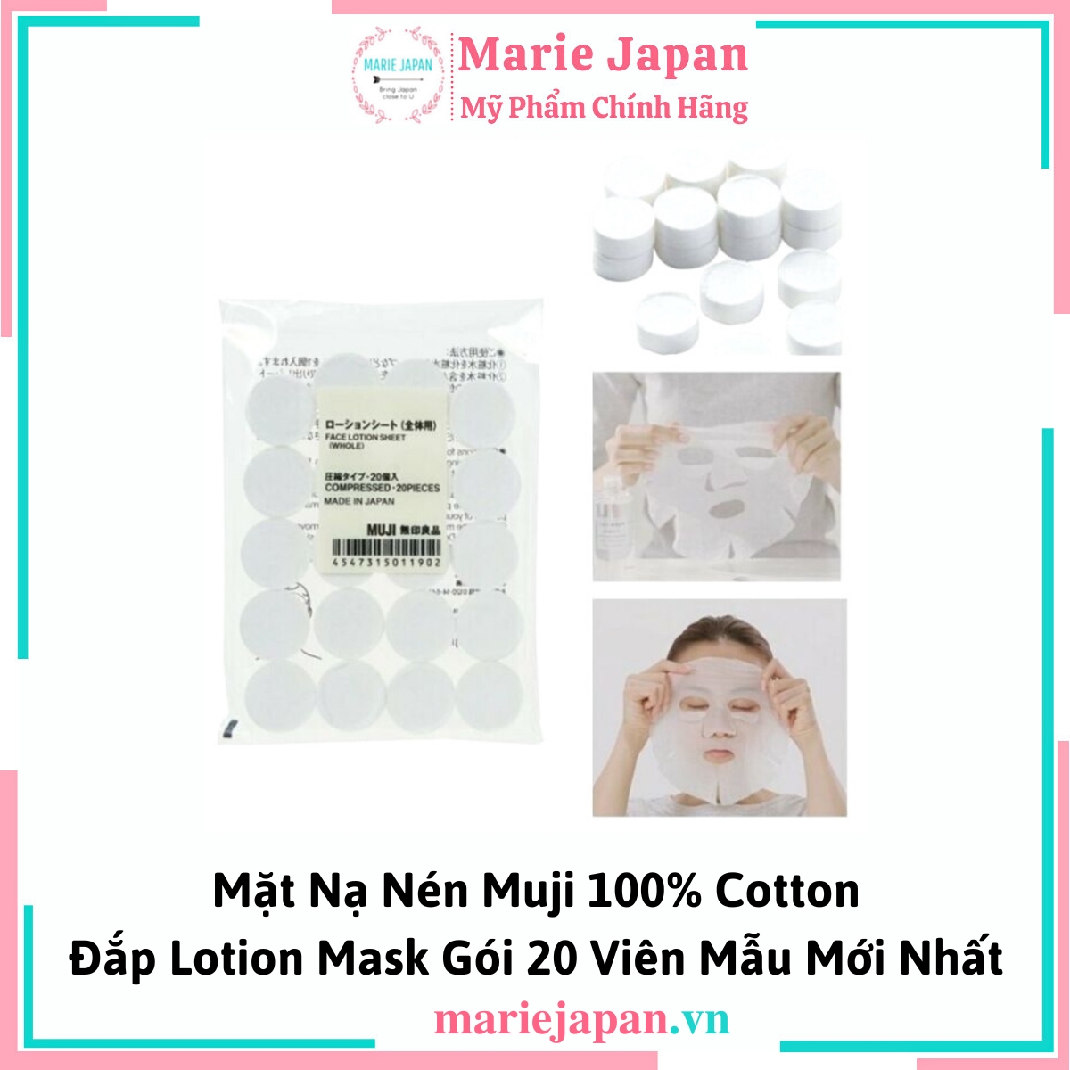 Mặt Nạ Nén Muji 100% Cotton Đắp Lotion Mask 20 Viên