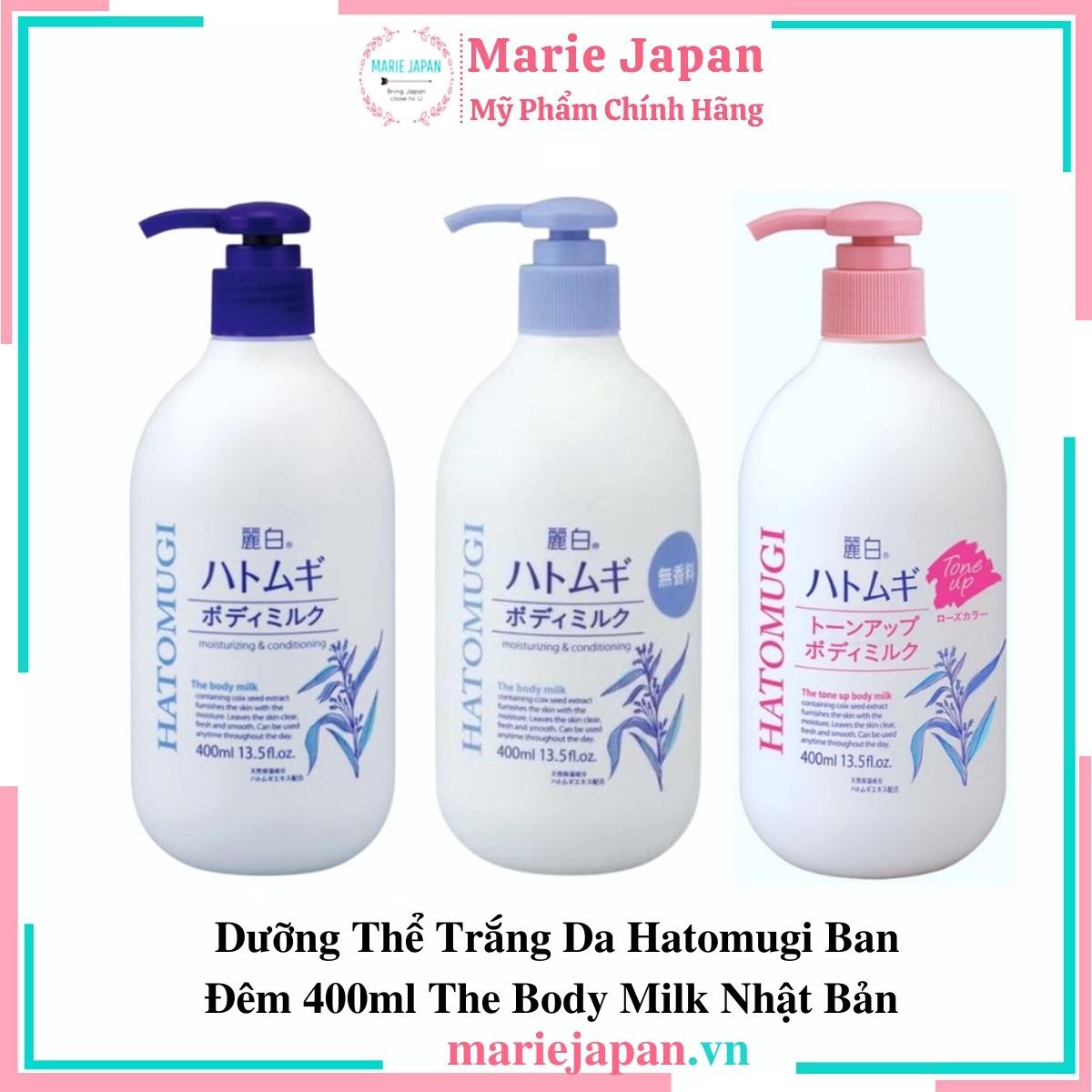 Dưỡng Thể Hatomugi The Body Milk Ban Đêm - XANH ĐẬM TRUYỀN THỐNG Chai 400ml