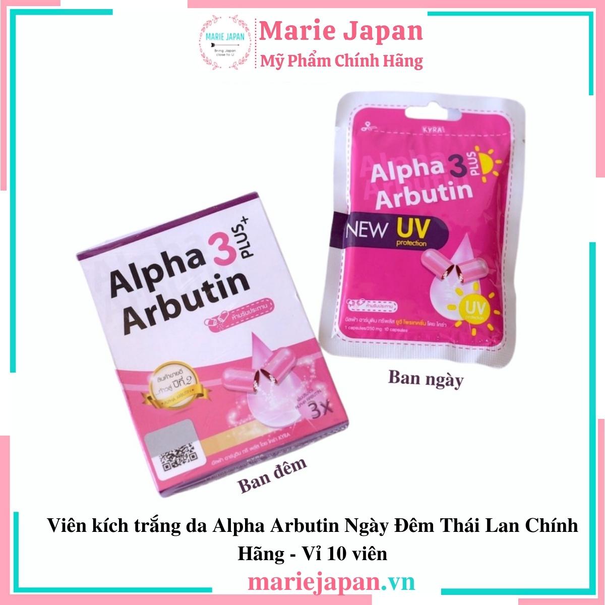 Viên Kích Trắng Da Alpha Arbutin Ngày Đêm Thái Lan  Vỉ 10 viên