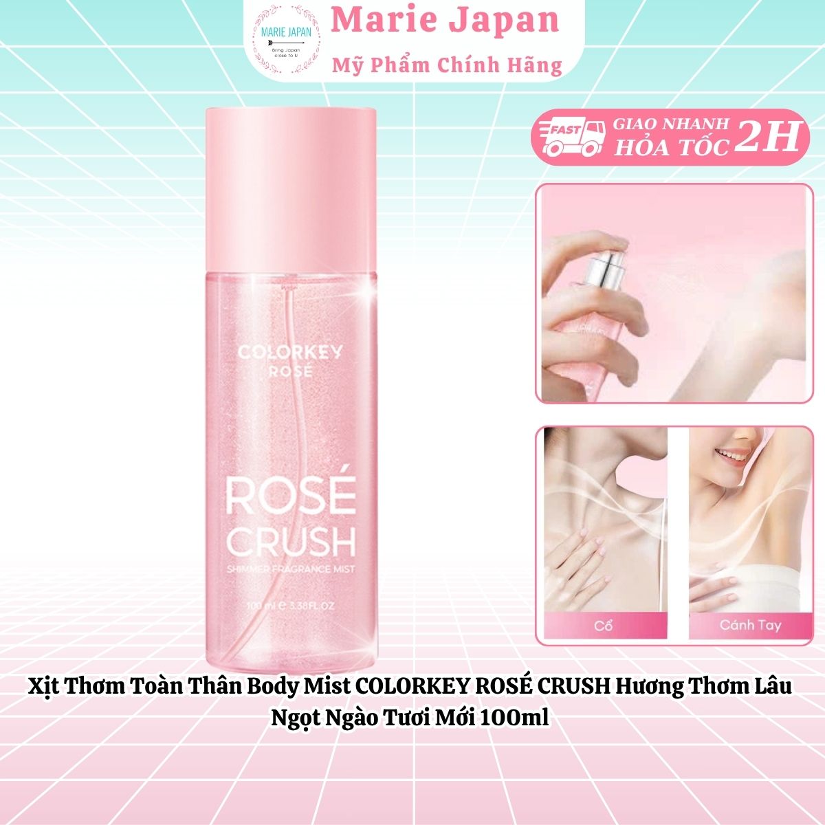 Xịt Thơm Toàn Thân Body Mist COLORKEY ROSÉ CRUSH Hương Thơm Lâu Ngọt Ngào Tươi Mới 100ml