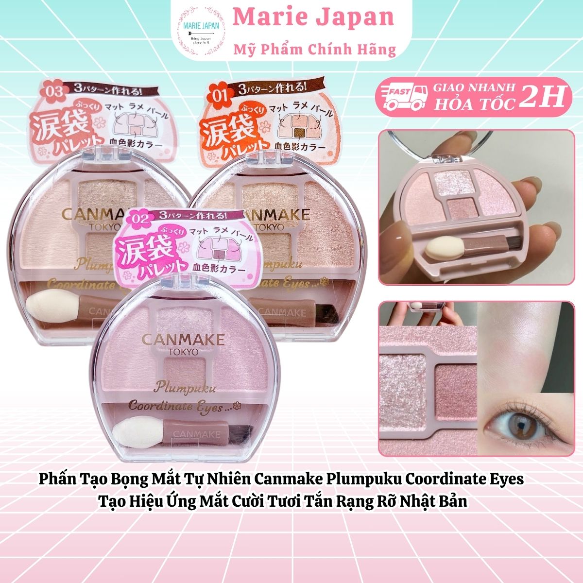 Phấn Tạo Bọng Mắt Tự Nhiên Canmake Plumpuku Coordinate Eyes Tạo Hiệu Ứng Mắt Cười Tươi Tắn Rạng Rỡ