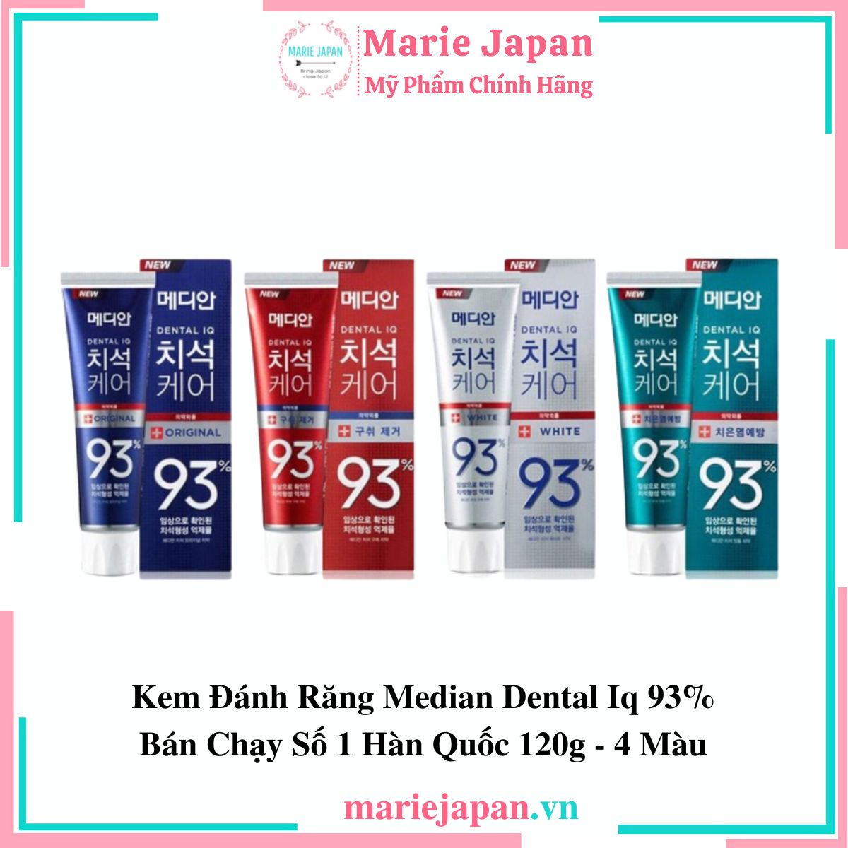 Kem Đánh Răng Median Dental IQ 93% - TRẮNG TRẮNG RĂNG Tuýp 120g