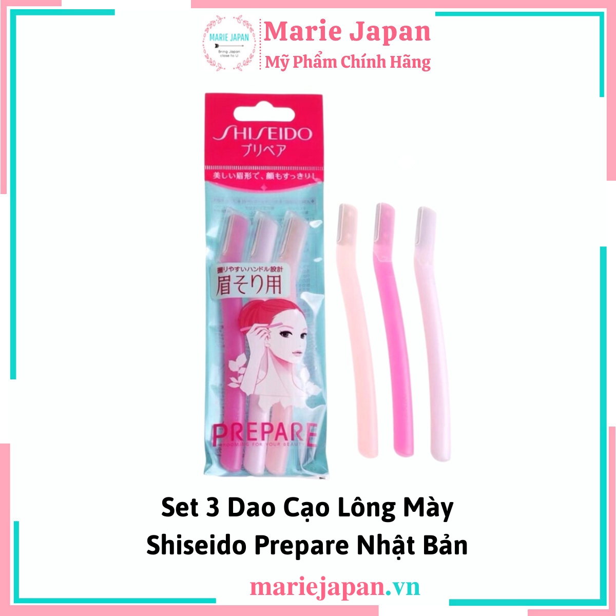 Set 3 Dao Cạo Lông Mày Shiseido Prepare Nhật Bản