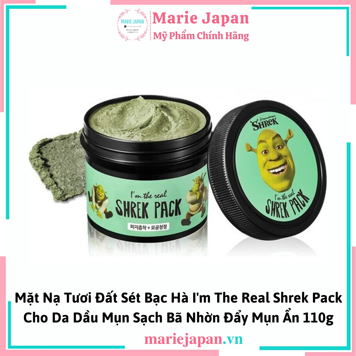 Mặt Nạ Tươi Đất Sét Bạc Hà I'm The Real Shrek Pack 110g
