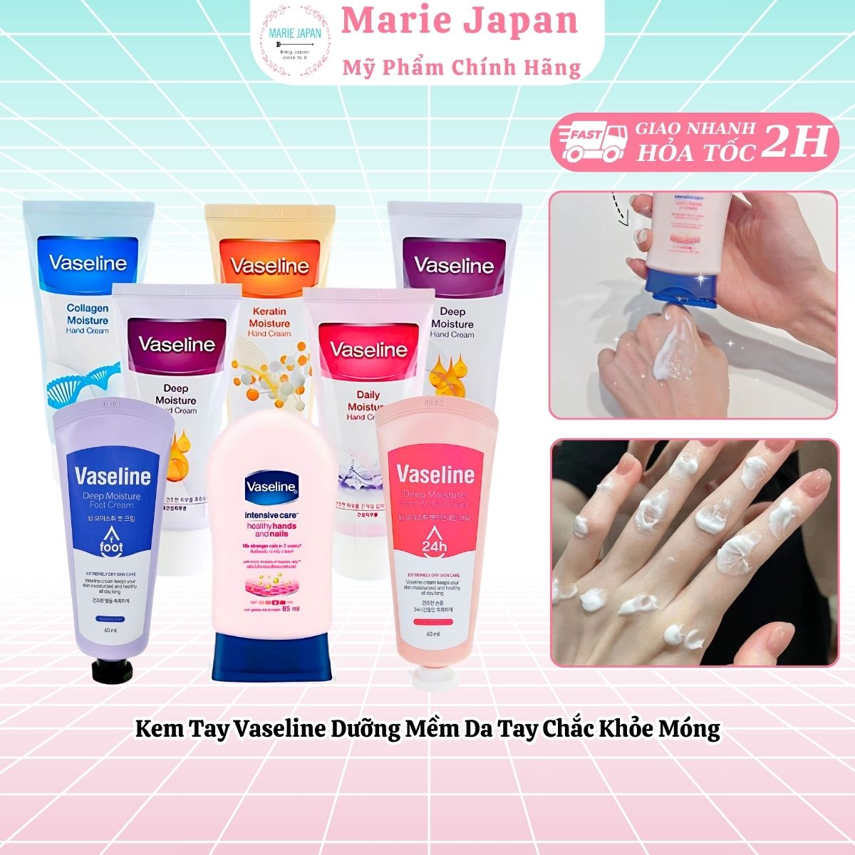 Kem Tay Vaseline Dưỡng Mềm Da Tay Chắc Khỏe Móng Healthy Hands And Nails 85ml