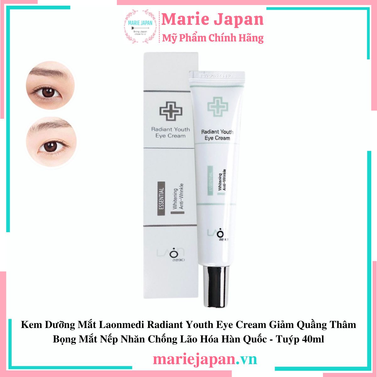 Kem Dưỡng Mắt Laonmedi Radiant Youth Eye Cream Giảm Quầng Thâm Bọng Mắt Nếp Nhăn Chống Lão Hóa Hàn Quốc - Tuýp 40ml
