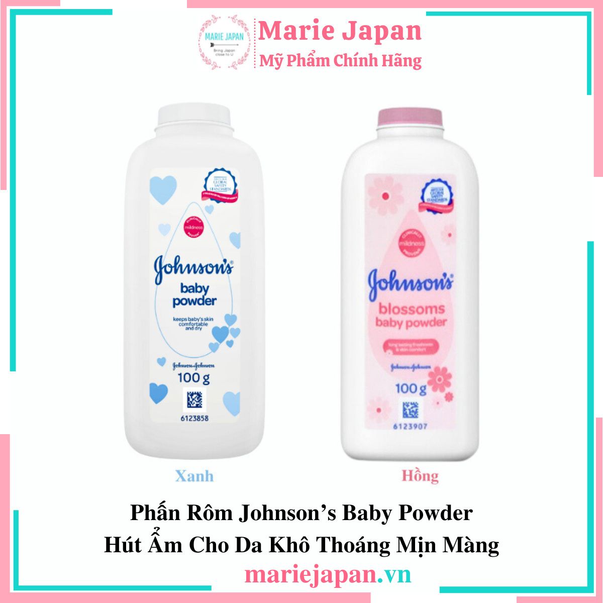 Phấn Rôm Johnsons Baby Powder - XANH ORIGINAL Chai 200g