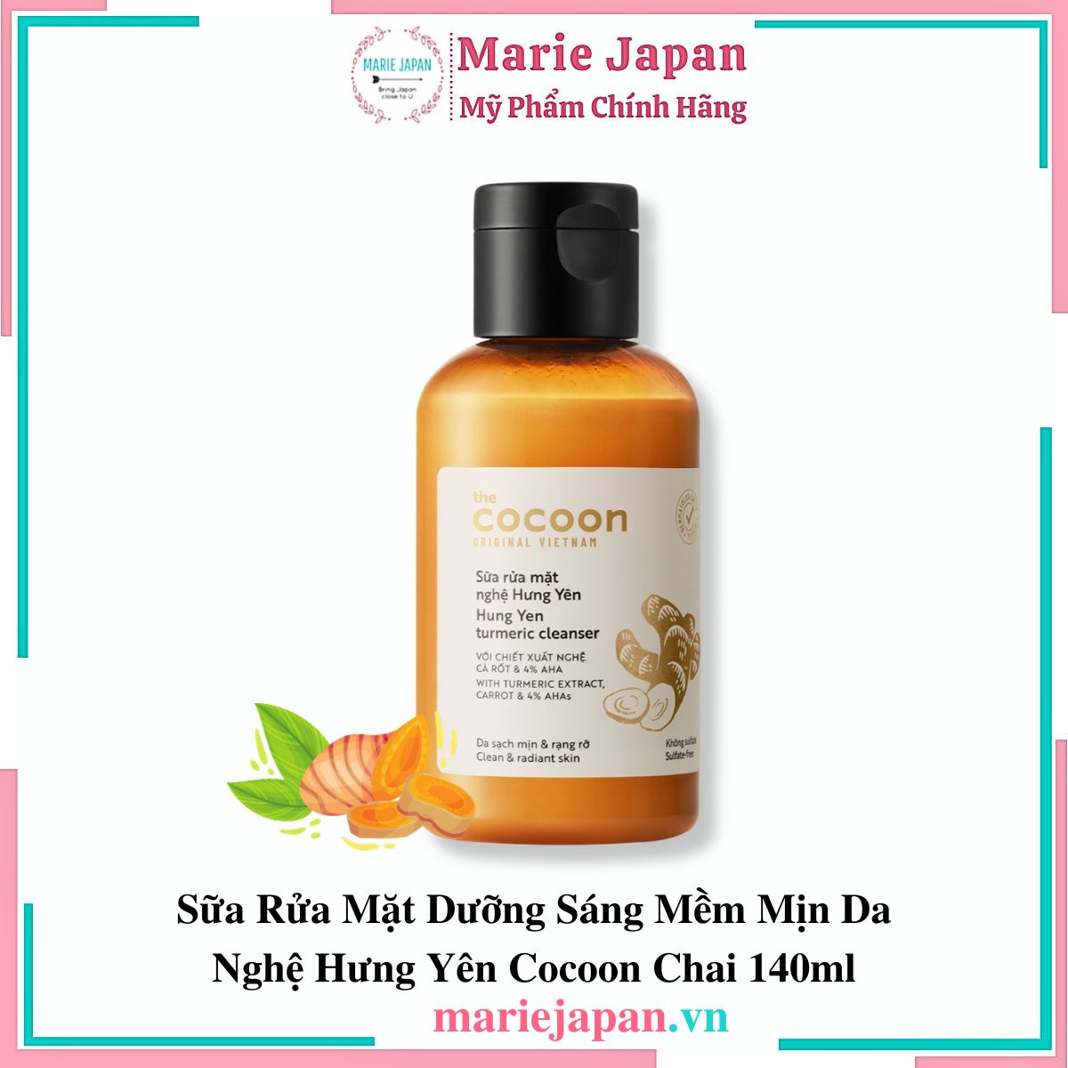 SRM Nghệ Hưng Yên Cocoon Turmeric Cleanser Chai 140ml