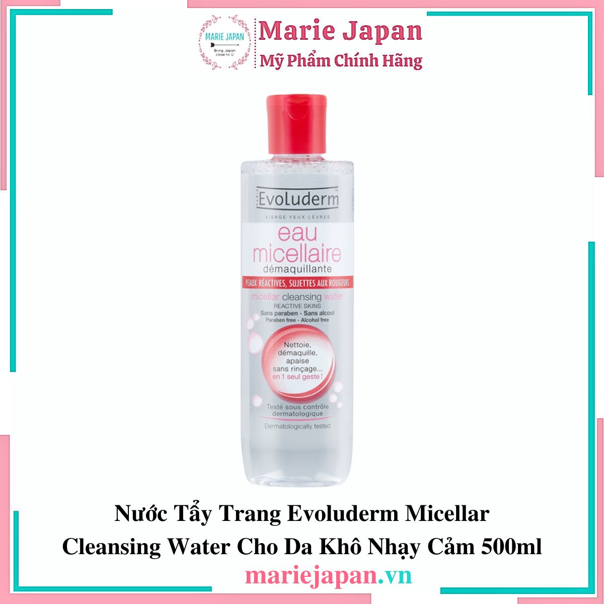 Nước Tẩy Trang Evoluderm Eau Micellarie Cleansing Water Chai 500ml