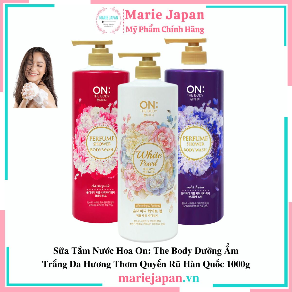 Sữa Tắm Nước Hoa On: The Body Dưỡng Ẩm Trắng Da Hương Thơm Quyến Rũ Hàn Quốc 1000g