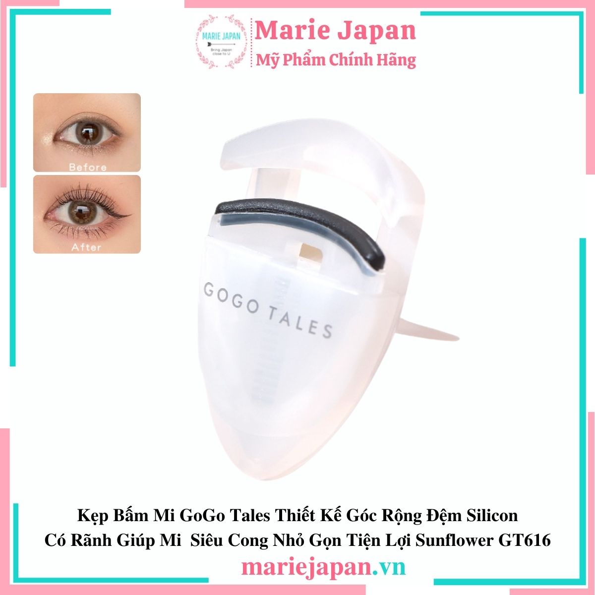 Kẹp Bấm Mi GoGo Tales Thiết Kế Góc Rộng Đệm Silicon Có Rãnh Giúp Mi  Siêu Cong Nhỏ Gọn Tiện Lợi Sunflower GT616