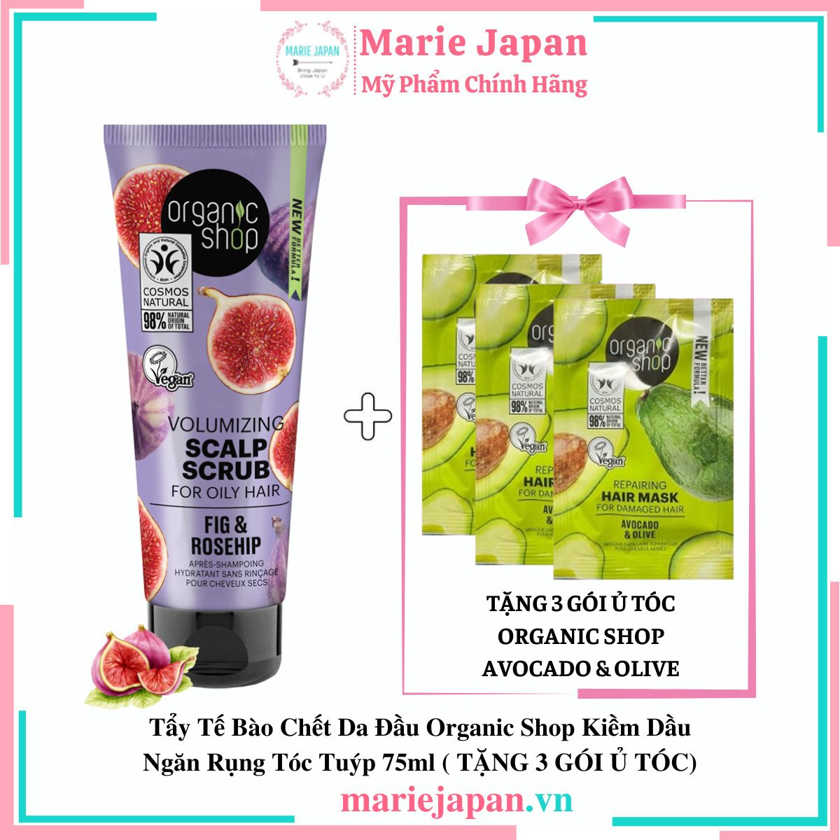 Tẩy Tế Bào Chết Da Đầu Organic Shop Kiềm Dầu Ngăn Rụng Tóc Tuýp 75ml ( TẶNG 3 GÓI Ủ TÓC)