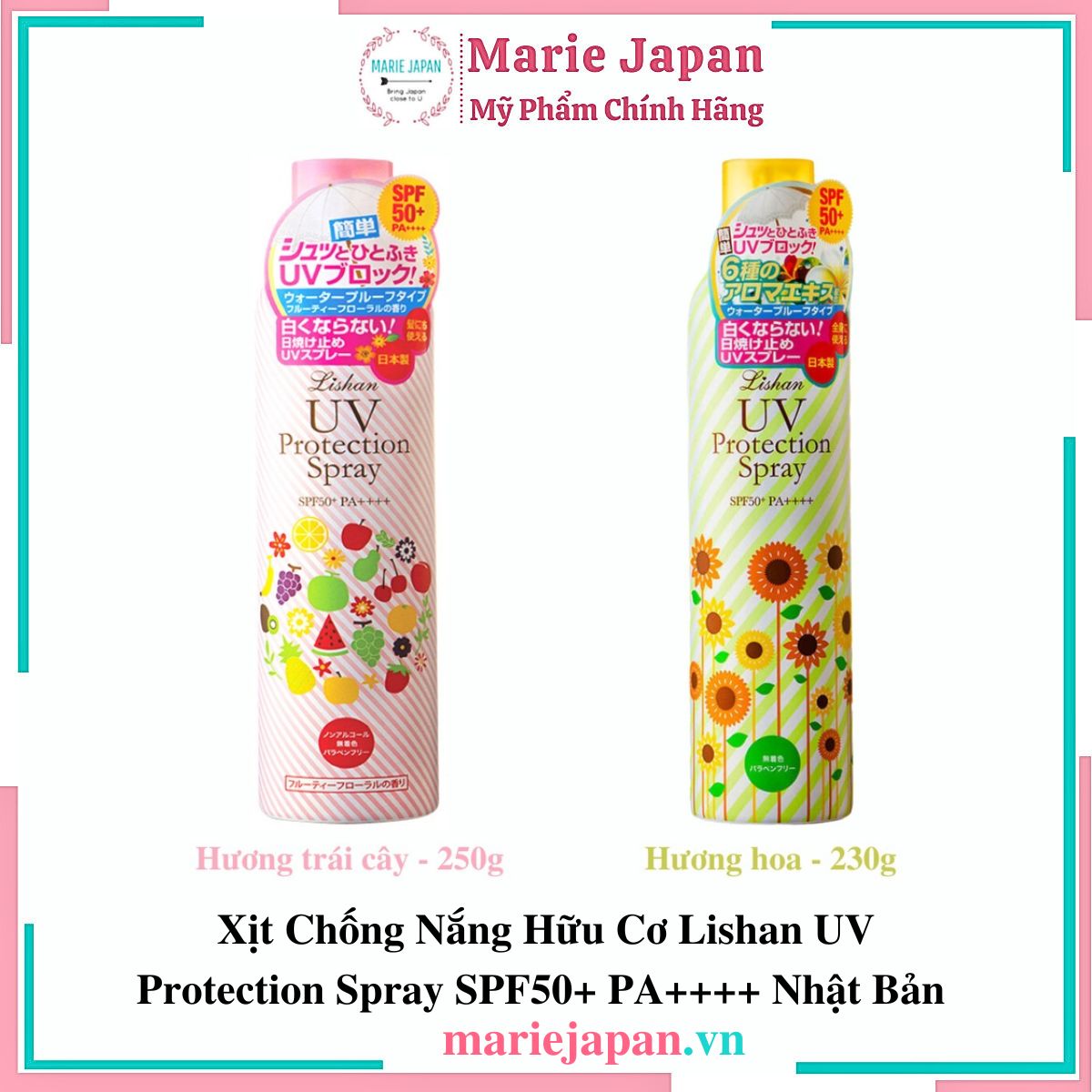 Xịt Chống Nắng Hữu Cơ Lishan UV Protection Spray SPF50+ PA++++ Nhật Bản