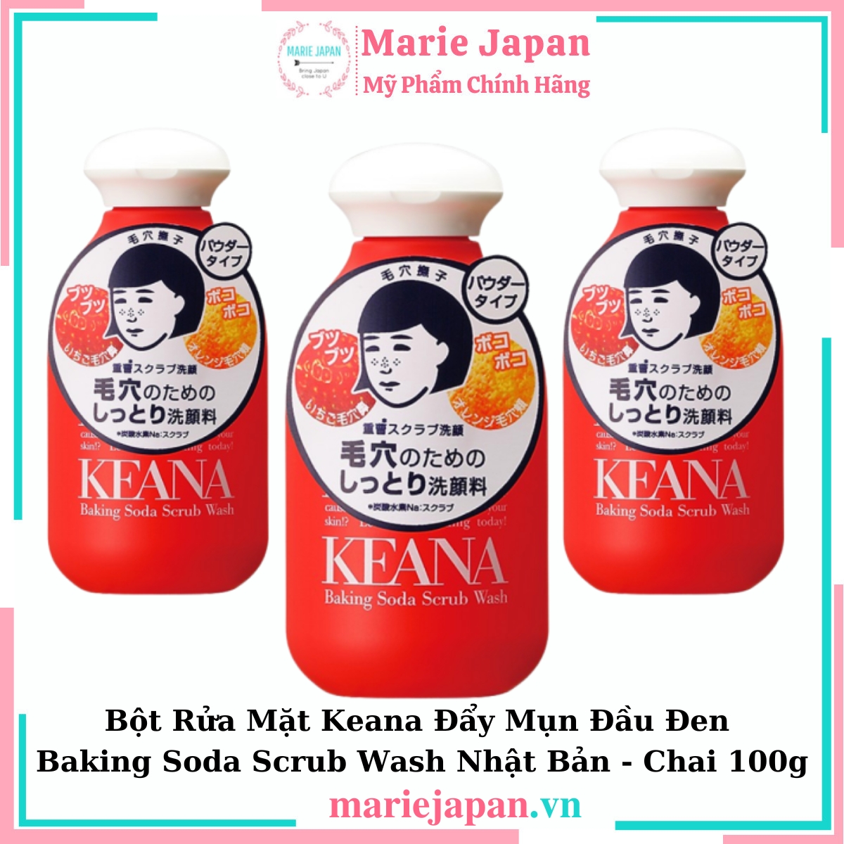 Bột Rửa Mặt Keana Đẩy Mụn Đầu Đen Baking Soda Scrub Wash Nhật - 100g