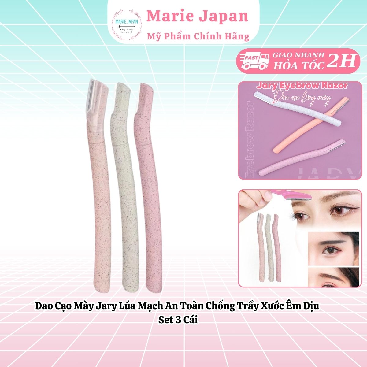 Dao Cạo Mày Jary An Toàn Chống Trầy Xước Êm Dịu Set 3 Cái