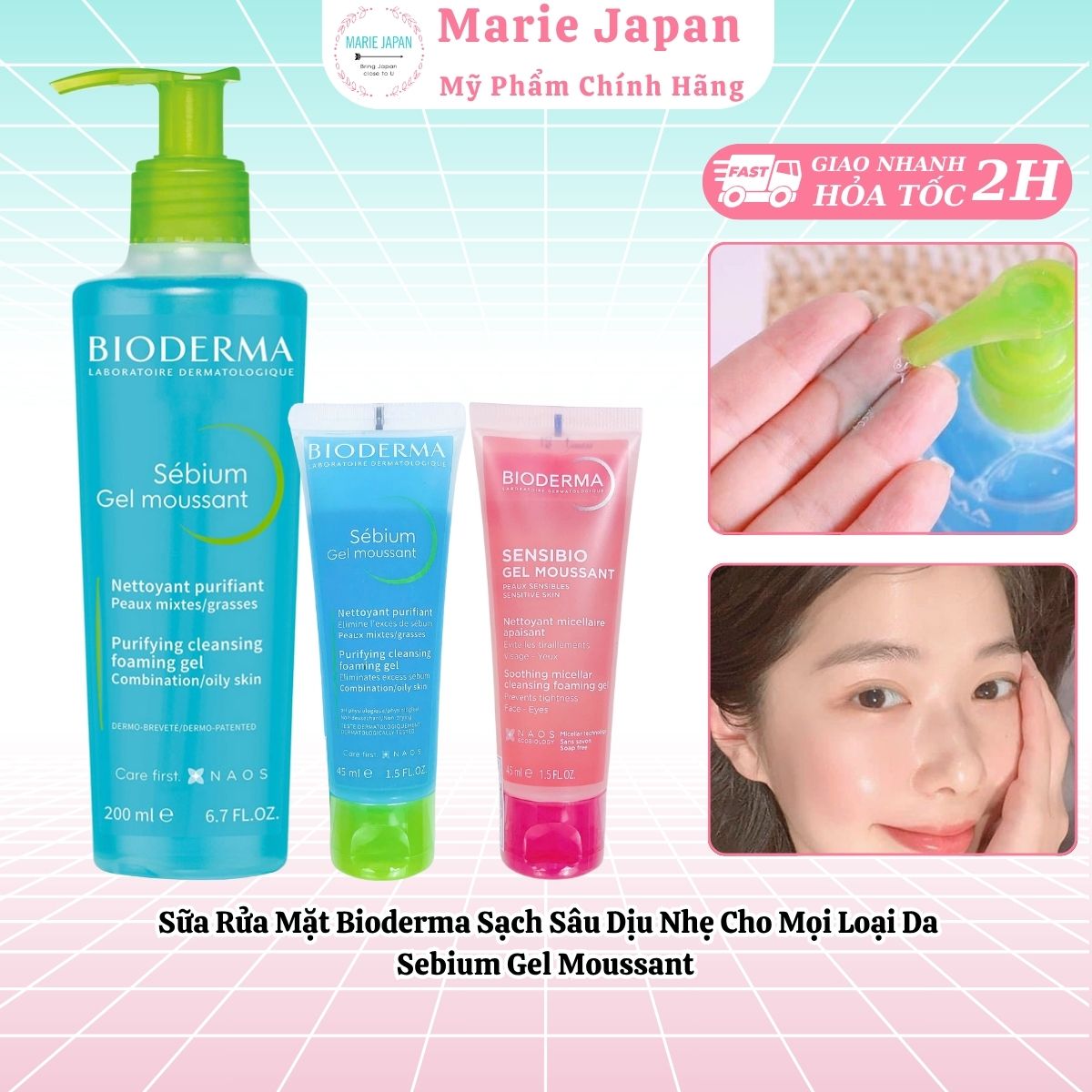 Sữa Rửa Mặt Bioderma Sạch Sâu Dịu Nhẹ Cho Mọi Loại Da Sebium Gel Moussant