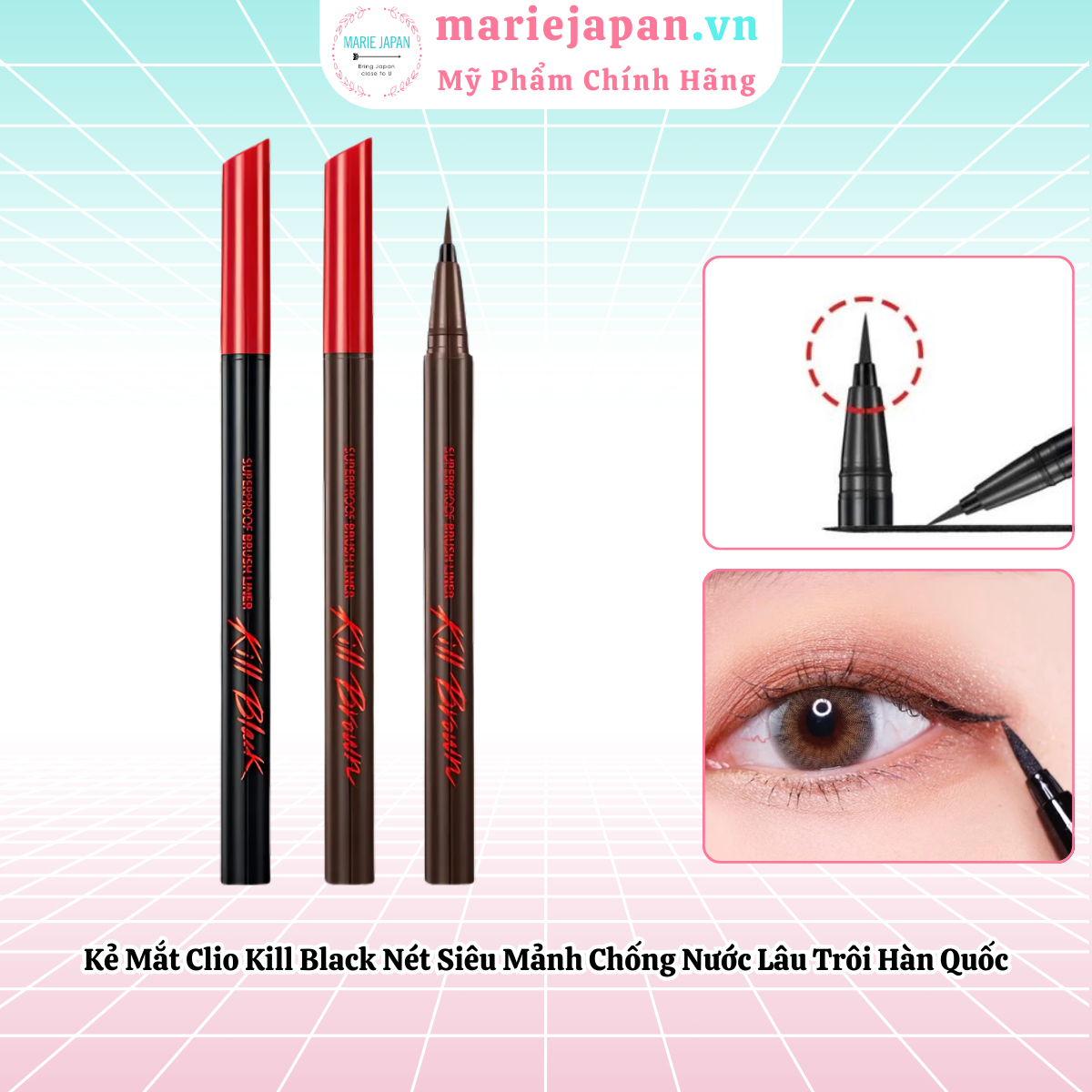 Kẻ Mắt Clio Superproof Pen Liner Kill Black Nét Siêu Mảnh Chống Nước Lâu Trôi Hàn Quốc