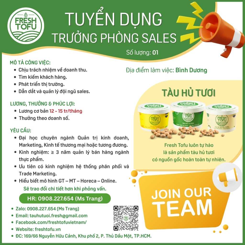 TUYỂN DỤNG: TRƯỞNG PHÒNG SALES