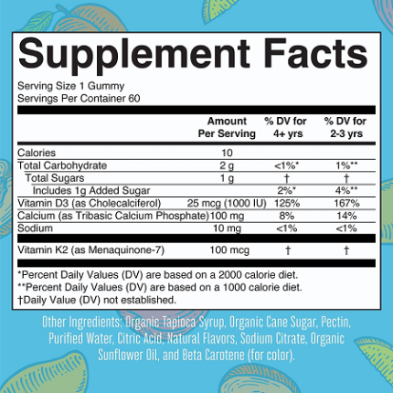 Viên uống bổ sung  K2 + D3 Calcium Gummies của MaryRuth Organics - 60v