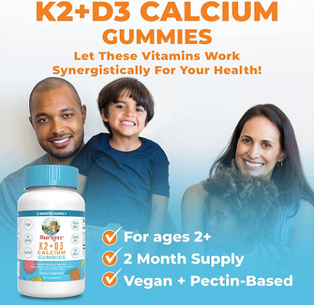 Viên uống bổ sung  K2 + D3 Calcium Gummies của MaryRuth Organics - 60v