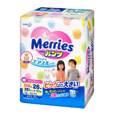 Tã Quần Merries Nhật Bản Nội Địa thêm miếng - Size XXL 26+2 Miếng