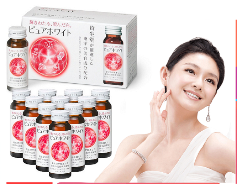 Nước uống trắng da Pure White Shiseido (hàng Nhật) - 50ml x 10 chai