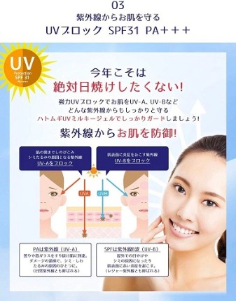 Sữa dưỡng thể chống nắng Hatomugi SPF31 PA+++ Nhật Bản