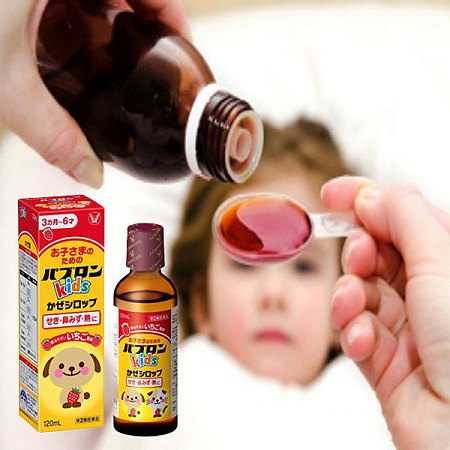 Siro ho Paburon Kids S vị dâu (Hàng Nhật nội địa) cho trẻ từ 3th-6 tuổi - 120ml