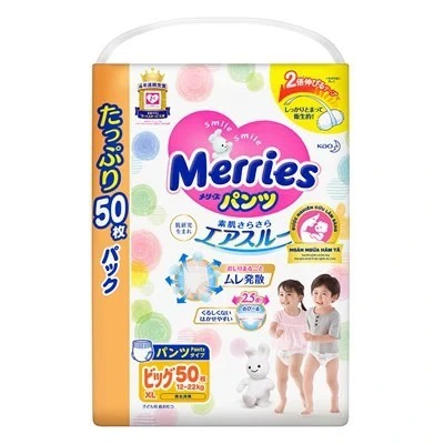 Tã Quần Merries Jumbo (bịch lớn) Nhật Bản Nội Địa - Size XL 50 Miếng