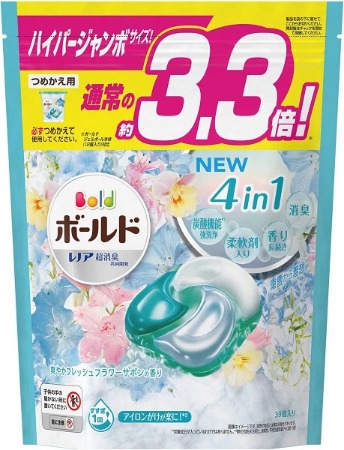 Viên giặt xả 4in1 Gelball màu xanh tươi mát - Túi 39 viên