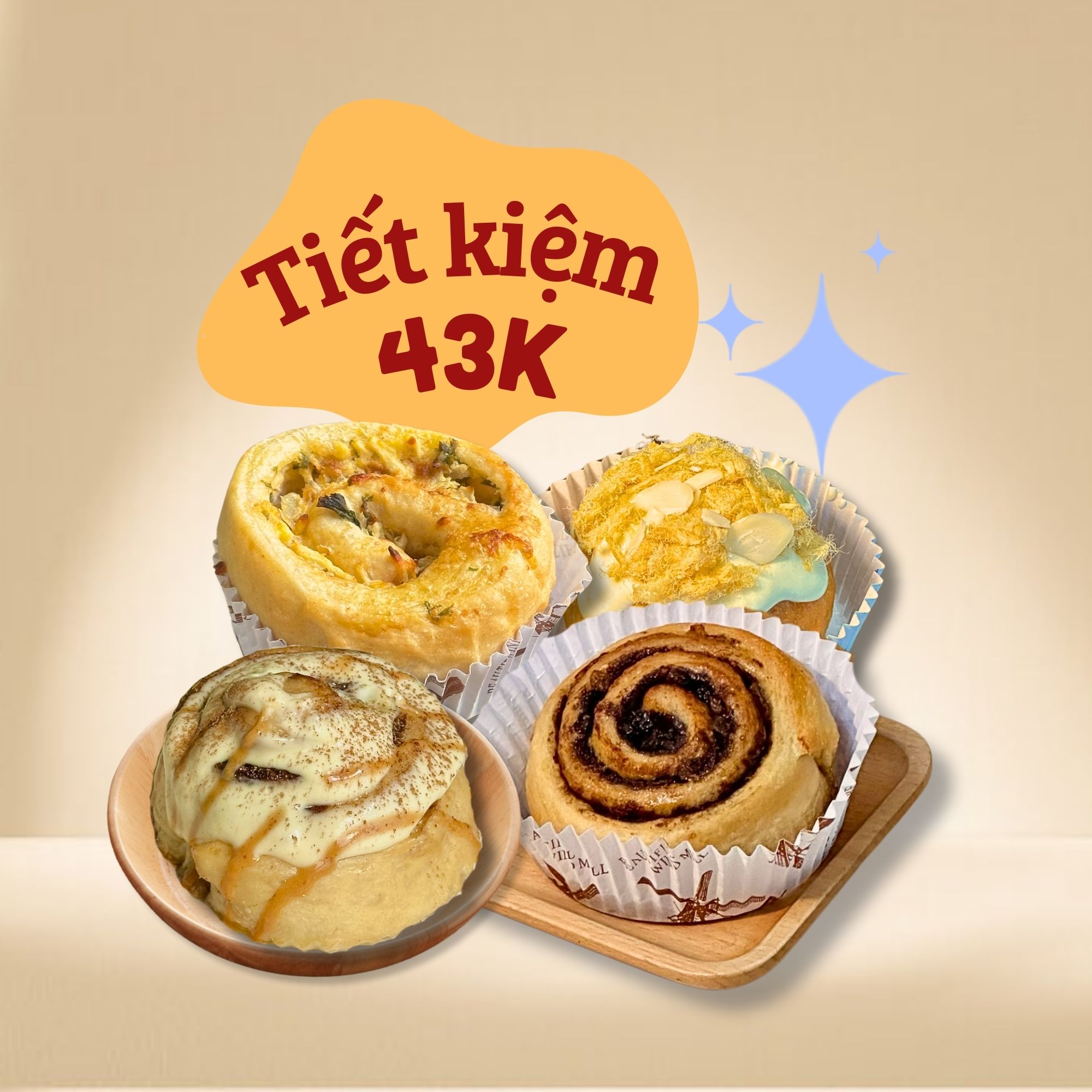 Combo 4 Bánh Cuộn Men tự nhiên