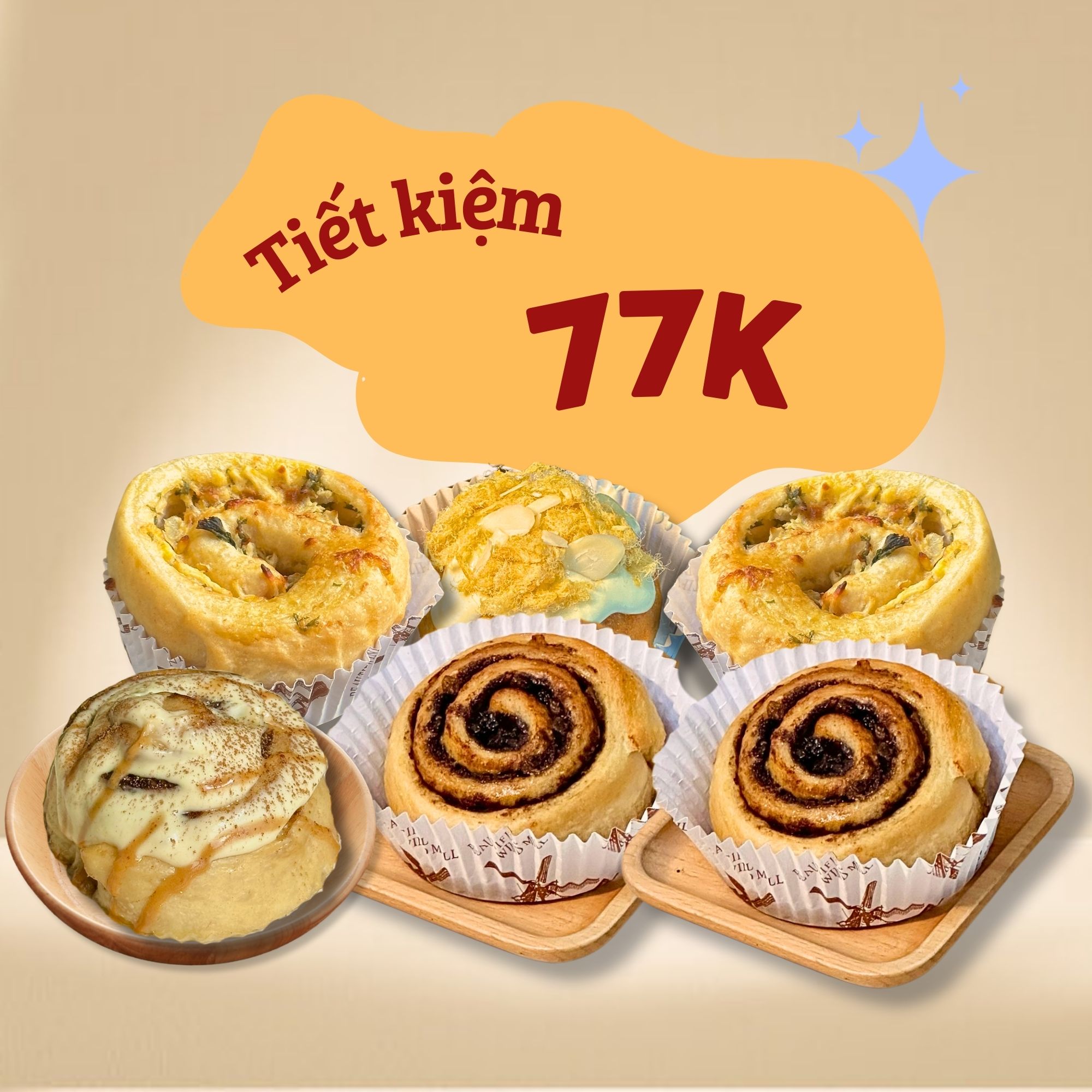 Combo 6 Bánh Cuộn Men Tự Nhiên