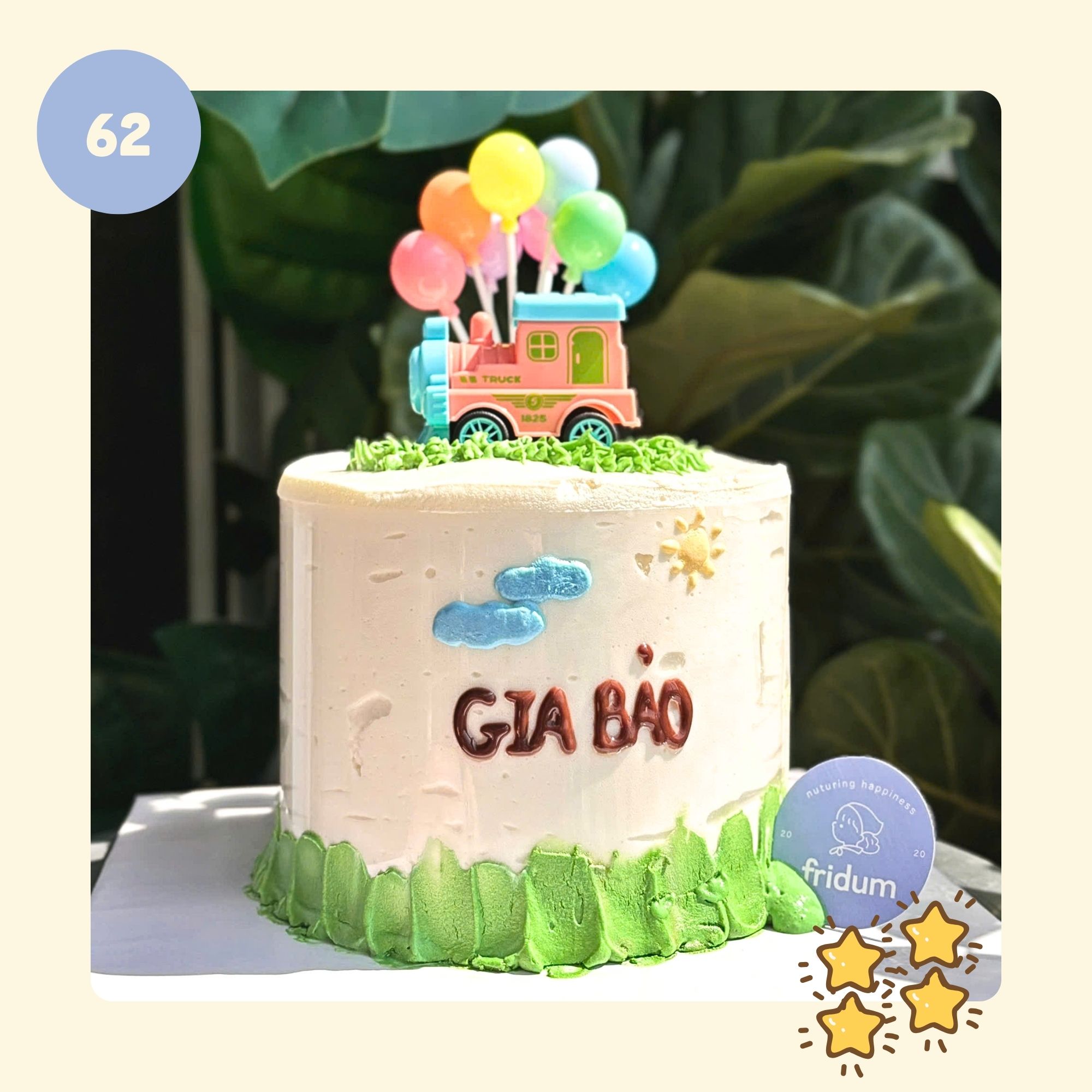 Bánh kem Xe bong bóng - Mẫu 62 - đặt trước từ 3 tiếng