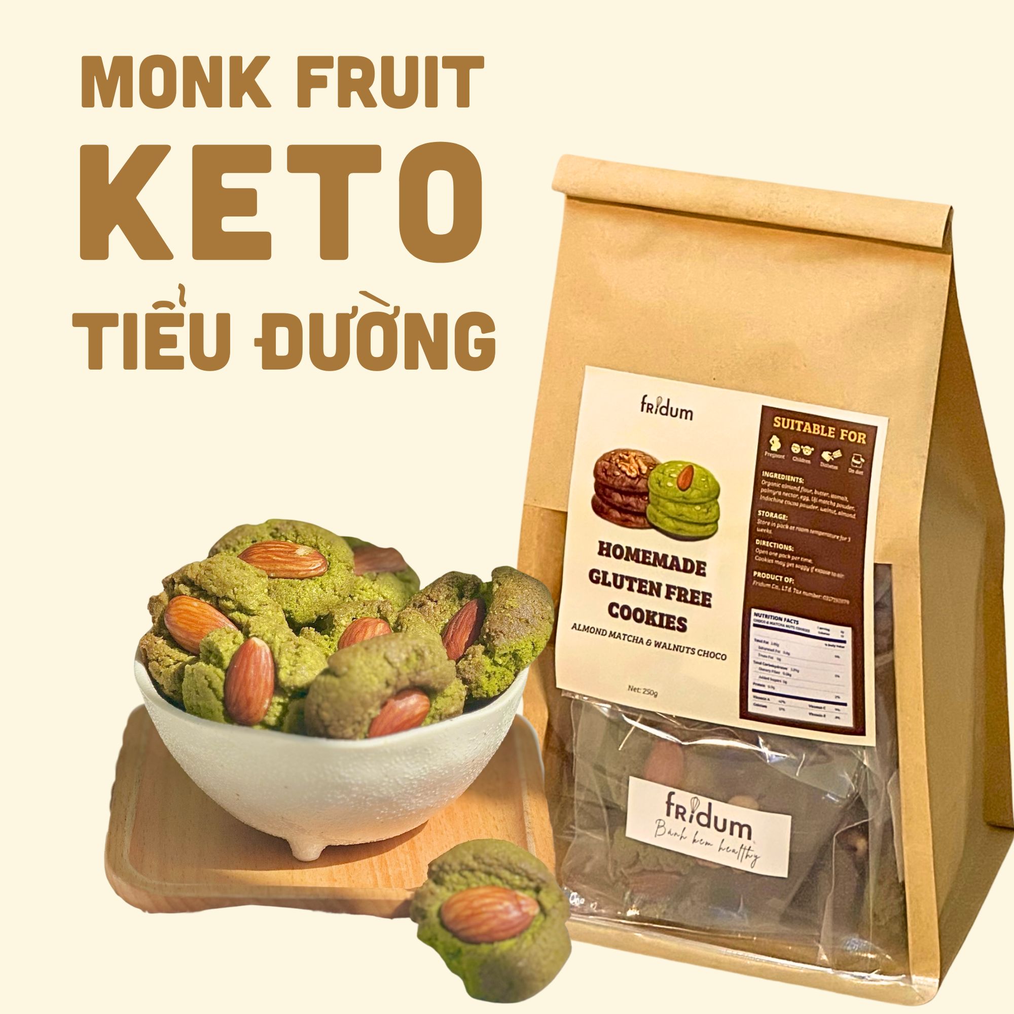 Quy Matcha Hạnh Nhân 0-Gluten 0-đường huyết