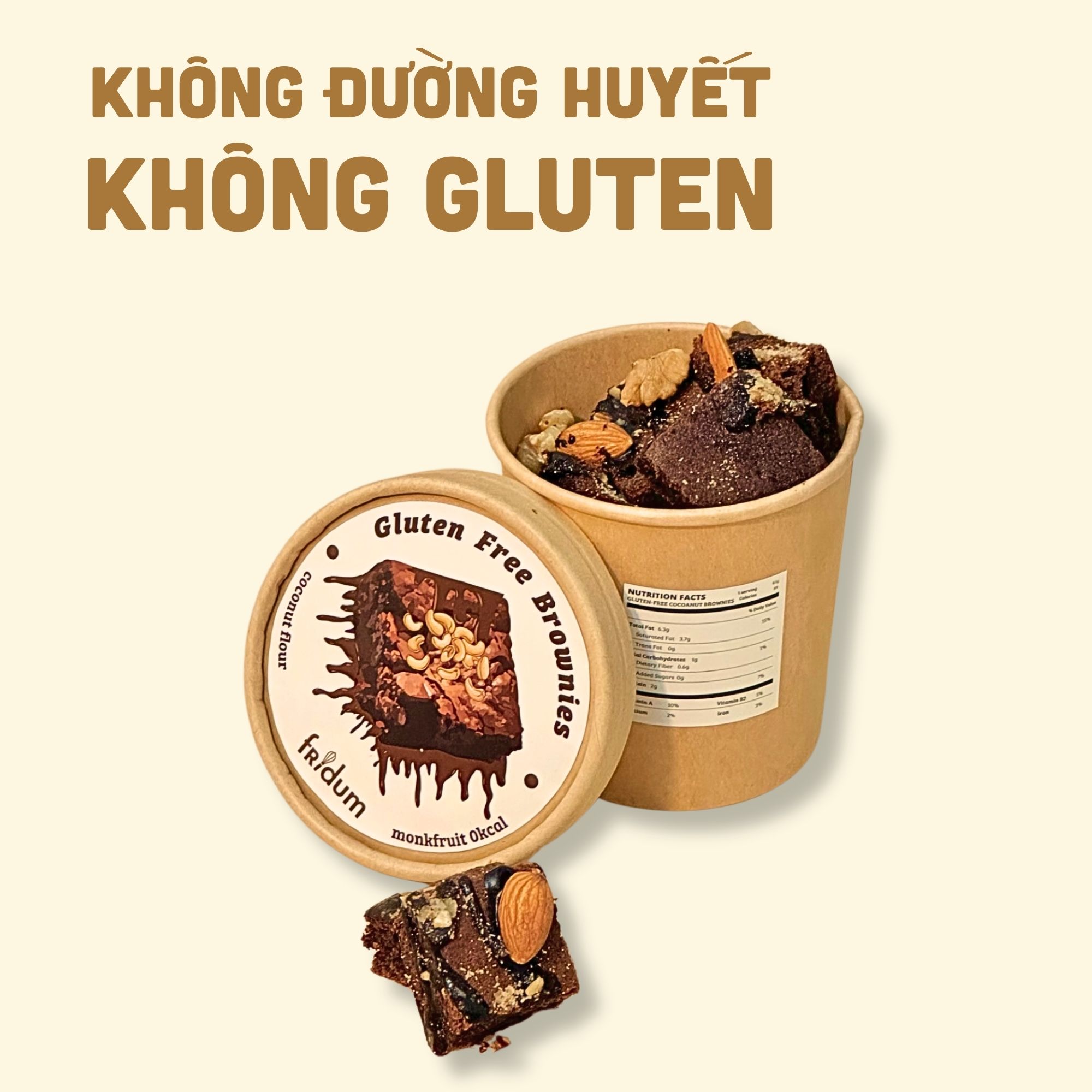 Brownies Bột Dừa Phủ Hạt Sấy - Gluten-free Nuts Brownie