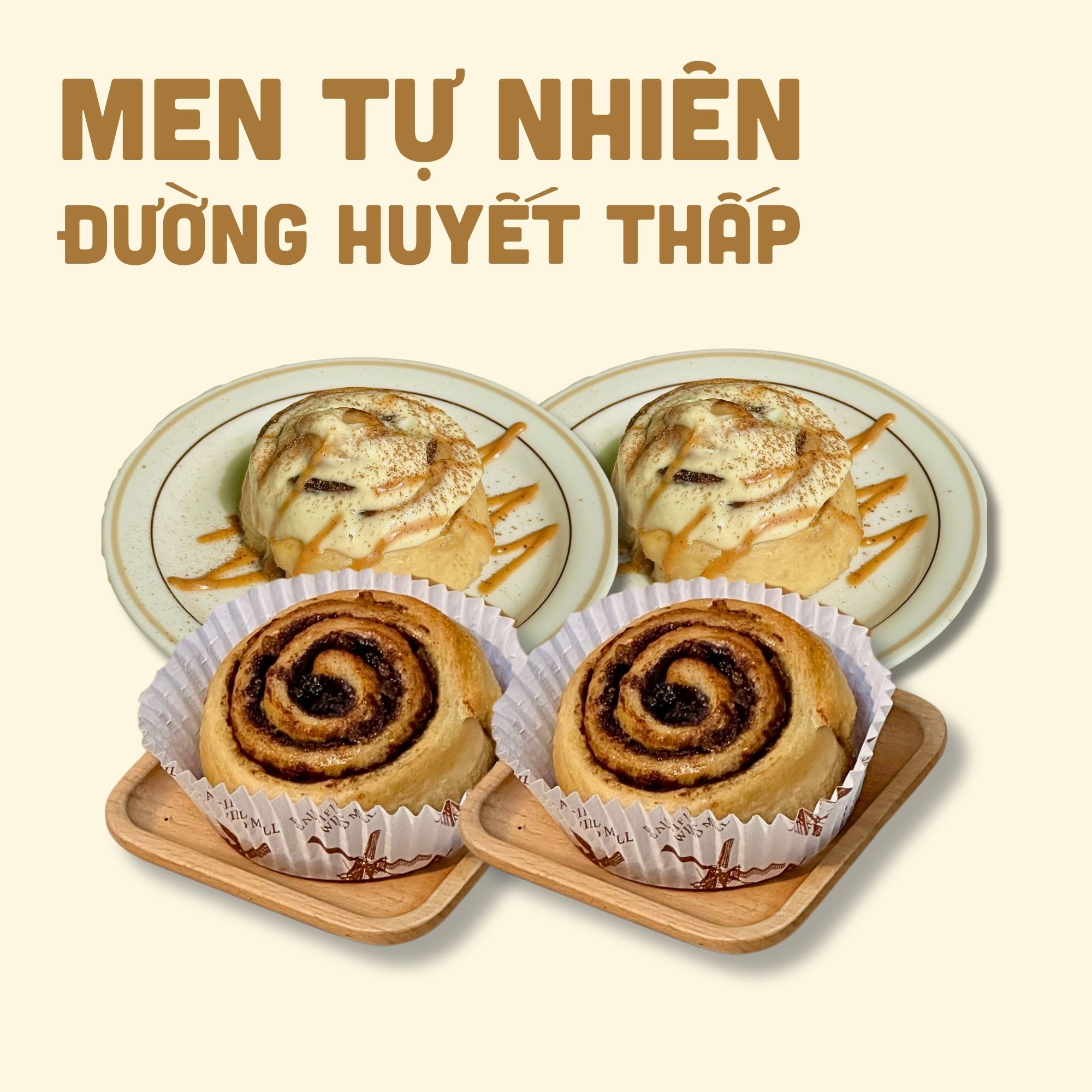 Quế cuộn Truyền thống Caramel - Men tự nhiên Sourdough Ủ 20h Đường huyết thấp